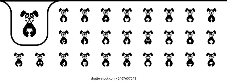 cute dog smile holding, mascot cartoon icon vector design