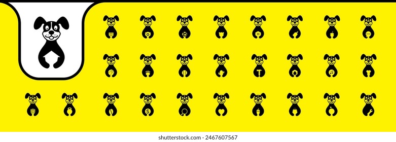 cute dog smile holding, mascot cartoon icon vector design