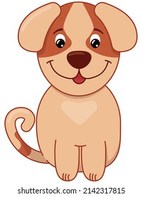 cute dog with a smile - joy, happiness, isolated vector sticker in a flat style with a stroke