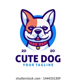 cute dog smile logo template