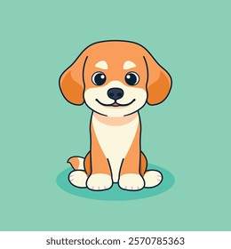 Cute Dog Smiling Flat Vector Cartoon Illustration
