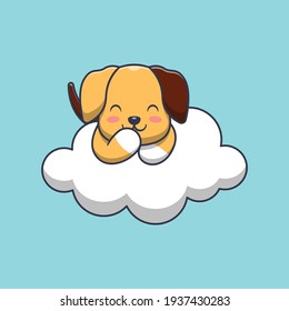 cute dog smiling on cloud