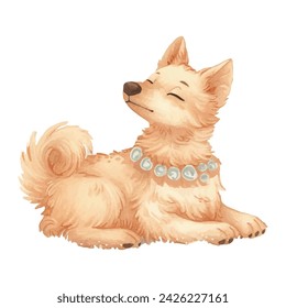 cute dog soft watercolour vector illustration