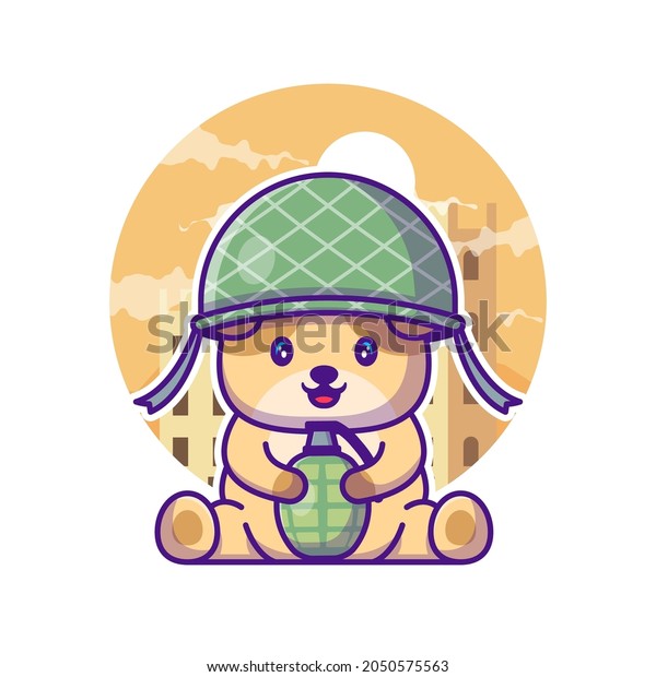 Cute Dog Soldier\
Army Cartoon Illustration