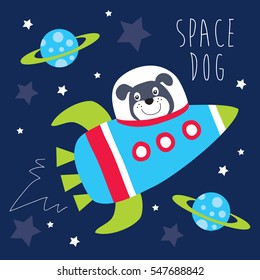 cute dog in space vector illustration