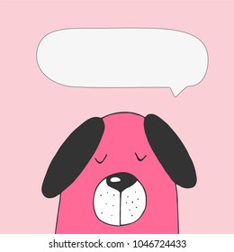 Cute dog, speech bubble, symbol of new year 2018.