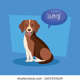 cute dog with speech bubble vector illustration design