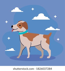 cute dog with spotted of brown color vector illustration design