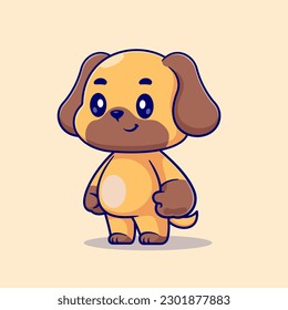 Cute Dog Standing Cartoon Vector Icon Illustration. Animal Nature Icon Concept Isolated Premium Vector. Flat Cartoon Style