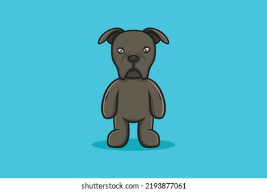 Cute dog standing, felling sad cartoon vector icon illustration. Animal nature icon design concept.