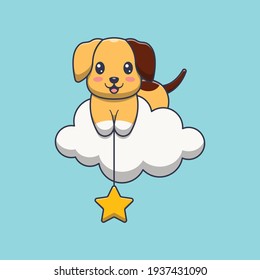 cute dog with stars on the clouds