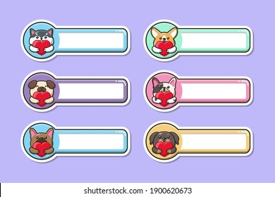 Cute Dog Sticker Label Name Tag