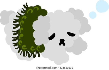 The cute dog and a stylish muffler