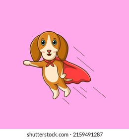 Cute dog superhero cartoon. Vector illustration