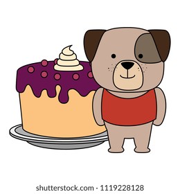 cute dog with sweet cake character