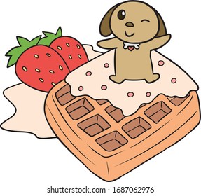 Perro lindo con dulce vectorial valentino