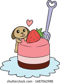 cute dog with sweets valentine theme vector