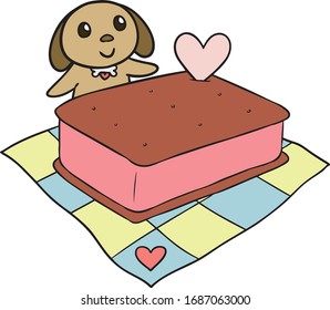 cute dog with sweets valentine theme vector