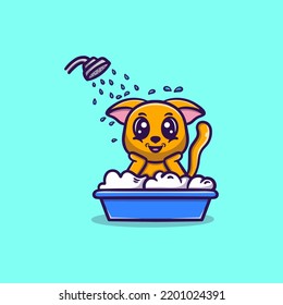 Cute dog nimmt eine Badewanne, Vektorgrafik