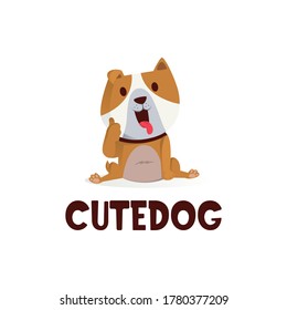 cute dog thumb up mascot character logo vector icon illustration