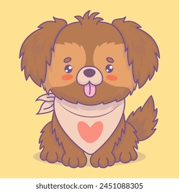Cute dog with tongue hanging out. Funny cartoon kawaii character animal. Vector illustration. Kids collection
