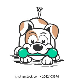 Cute dog and toy cartoon vector illustration