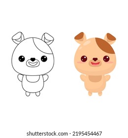 Cute dog toy.Contour drawing of a cartoon animal. Coloring book for kids