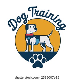 Cute Dog Training Logo with Canine in Harness