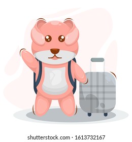 CUTE DOG TRAVELING CARTOON VECTOR