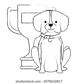 cute dog with trophy character