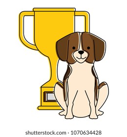 cute dog with trophy character