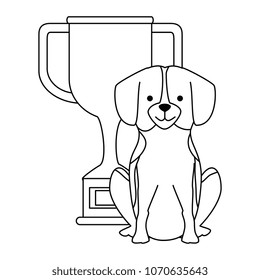 cute dog with trophy character