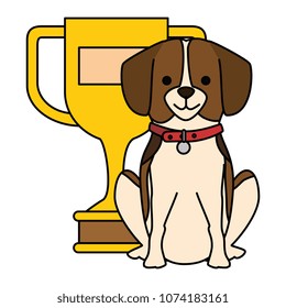 cute dog with trophy character