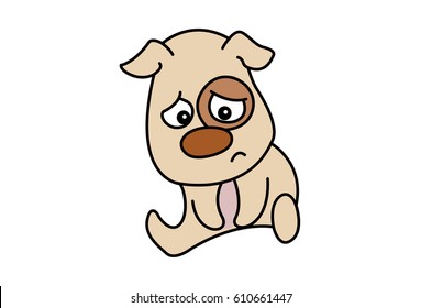 Cute Dog Upset. Vector Illustration. Isolated on white background.