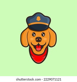 cute dog use police hat design vector