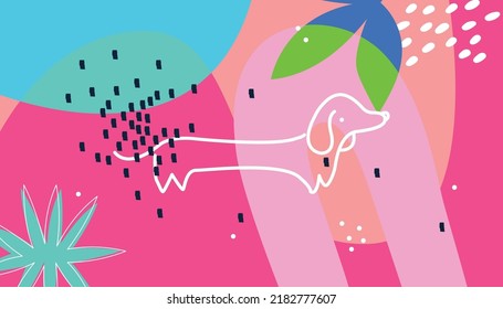 Cute dog vector art design with beautiful colorful background