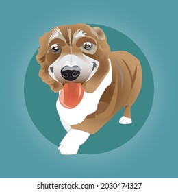 süßer Hund, Vektorhintergrund, blau 