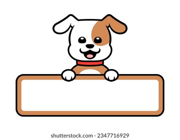 Cute Dog Vector Banner Label