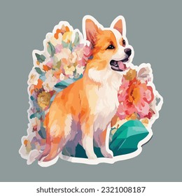 Ein süßer Hund, Vektordesign mit Hintergrund