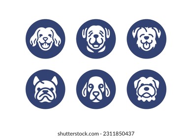 Cute Dog vector icon set	