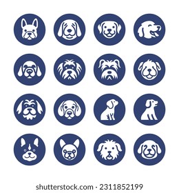 Cute Dog vector icon set	