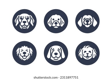 Cute Dog vector icon set	
