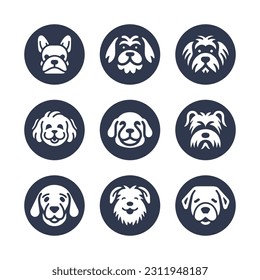 Cute Dog vector icon set	