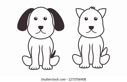 Cute dog vector illustation with black and white color on isolated background 