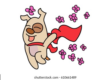 Cute Dog. Vector Illustration. Isolated on white background.