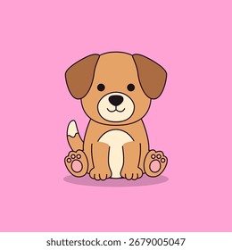 Linda Ilustración vectorial DOg sobre fondo rosa