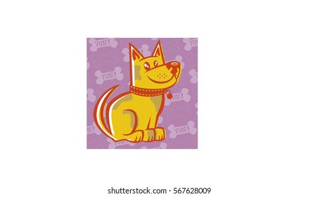 Cute Dog Vector Illustration on a Pattern Background