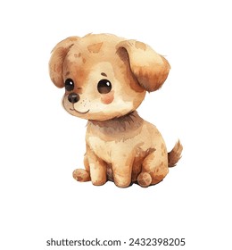 cute dog vector illustration in watercolour style