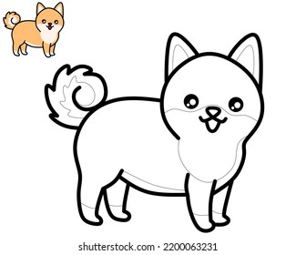 cute dog vector image, for coloring book.
