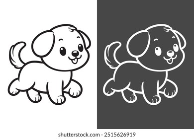 A cute dog vector line art illustration refers to a minimalist drawing style that uses simple lines and shapes to depict a dog in an adorable and charming manner. The design is in vector format.